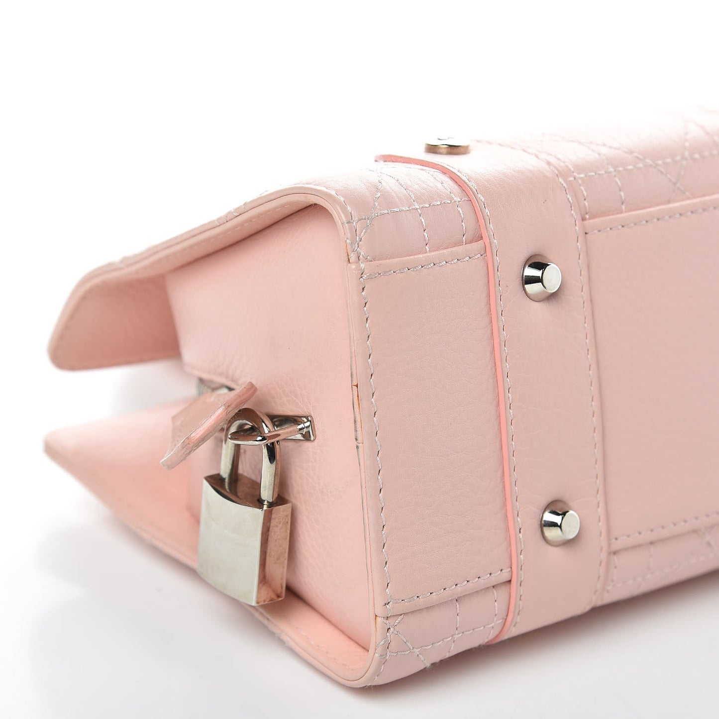 Calfskin Cannage Stitched Small East West Lady Dior Rose Clair