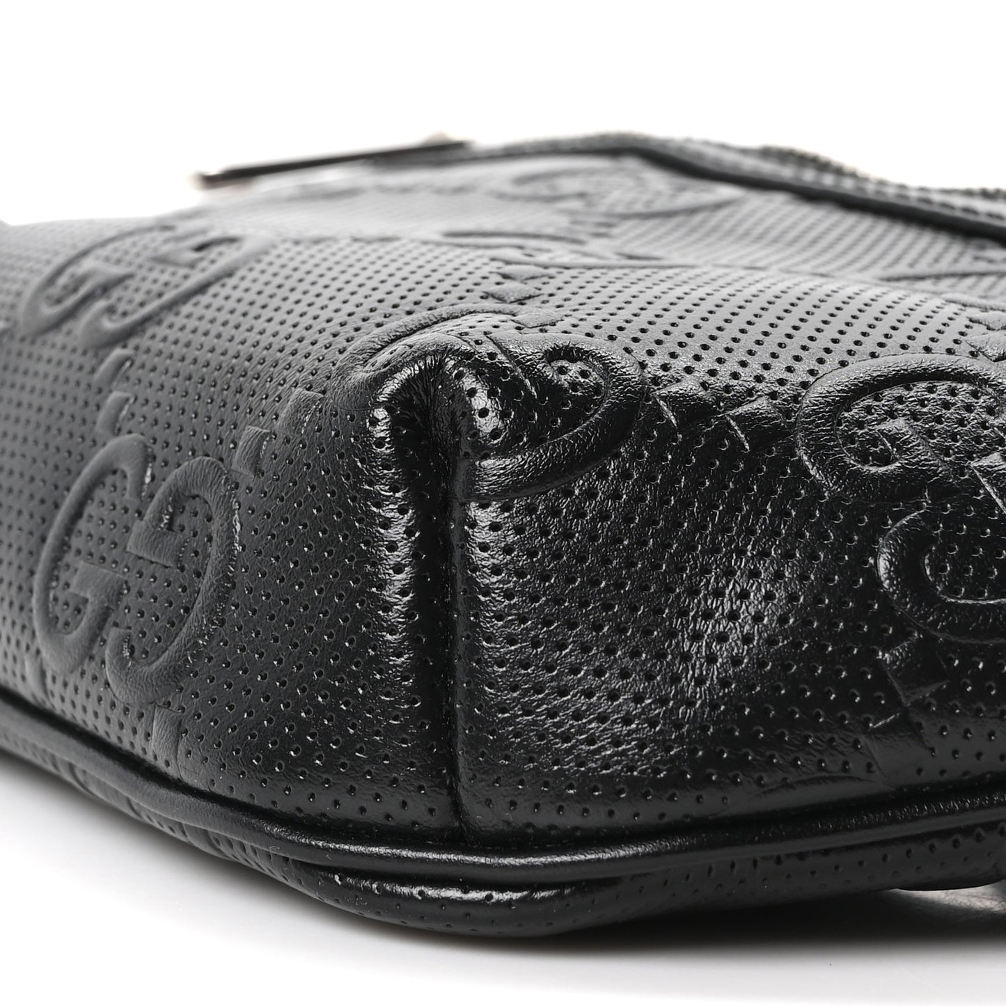 Calfskin GG Tennis Embossed Belt Bag Black