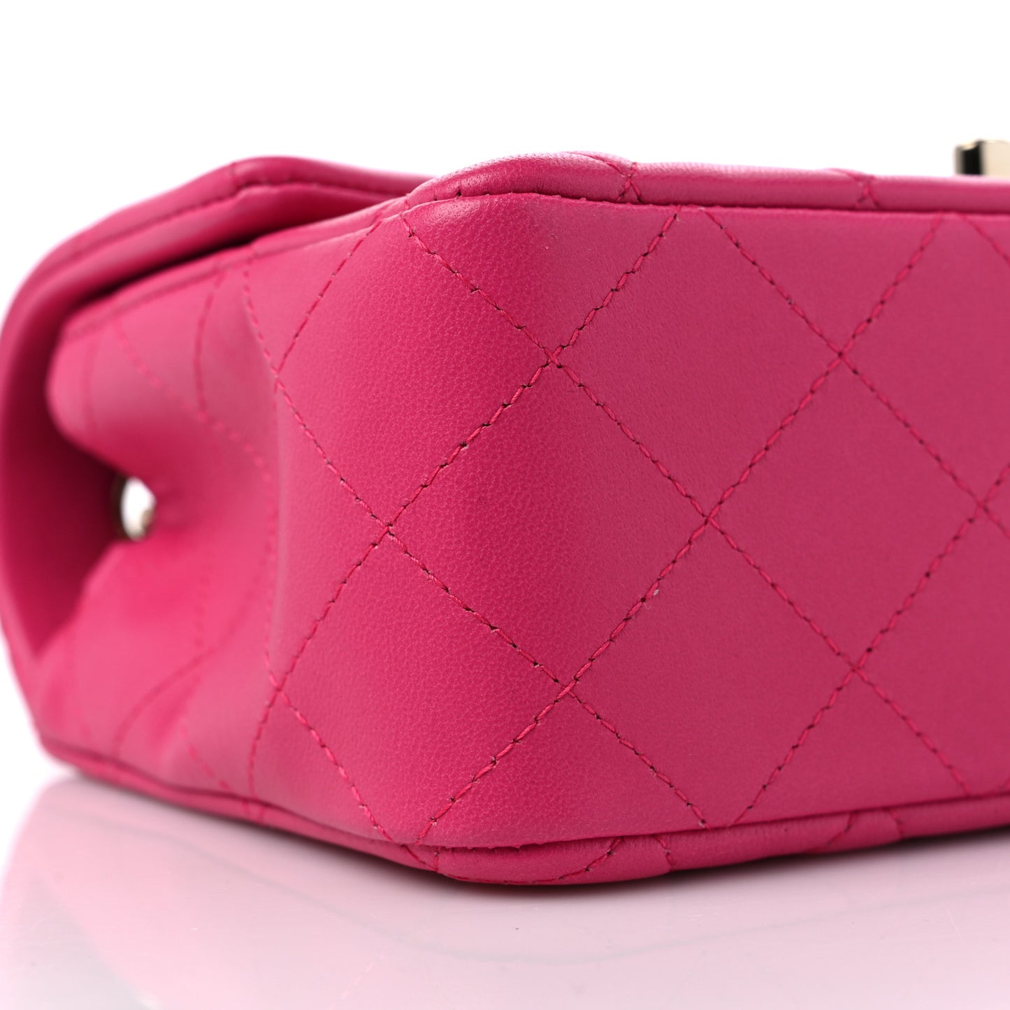 Lambskin Quilted Mini Rectangular Flap Fuchsia