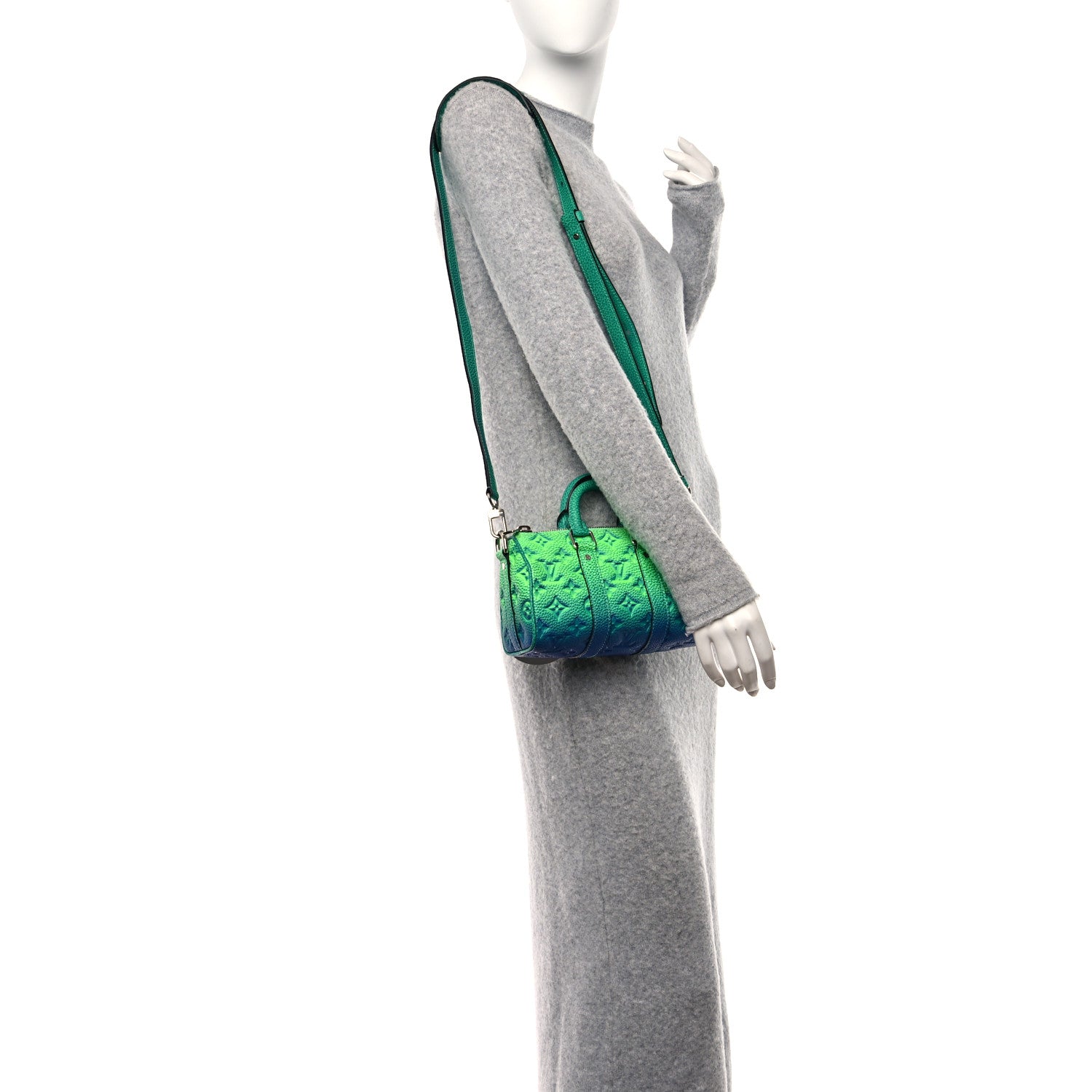 Louis Vuitton Taurillon Illusion Keepall XS Bleu Vert 2 of 10