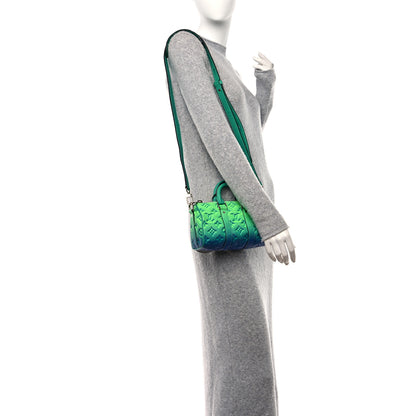 Louis Vuitton Taurillon Illusion Keepall XS Bleu Vert 2 of 10