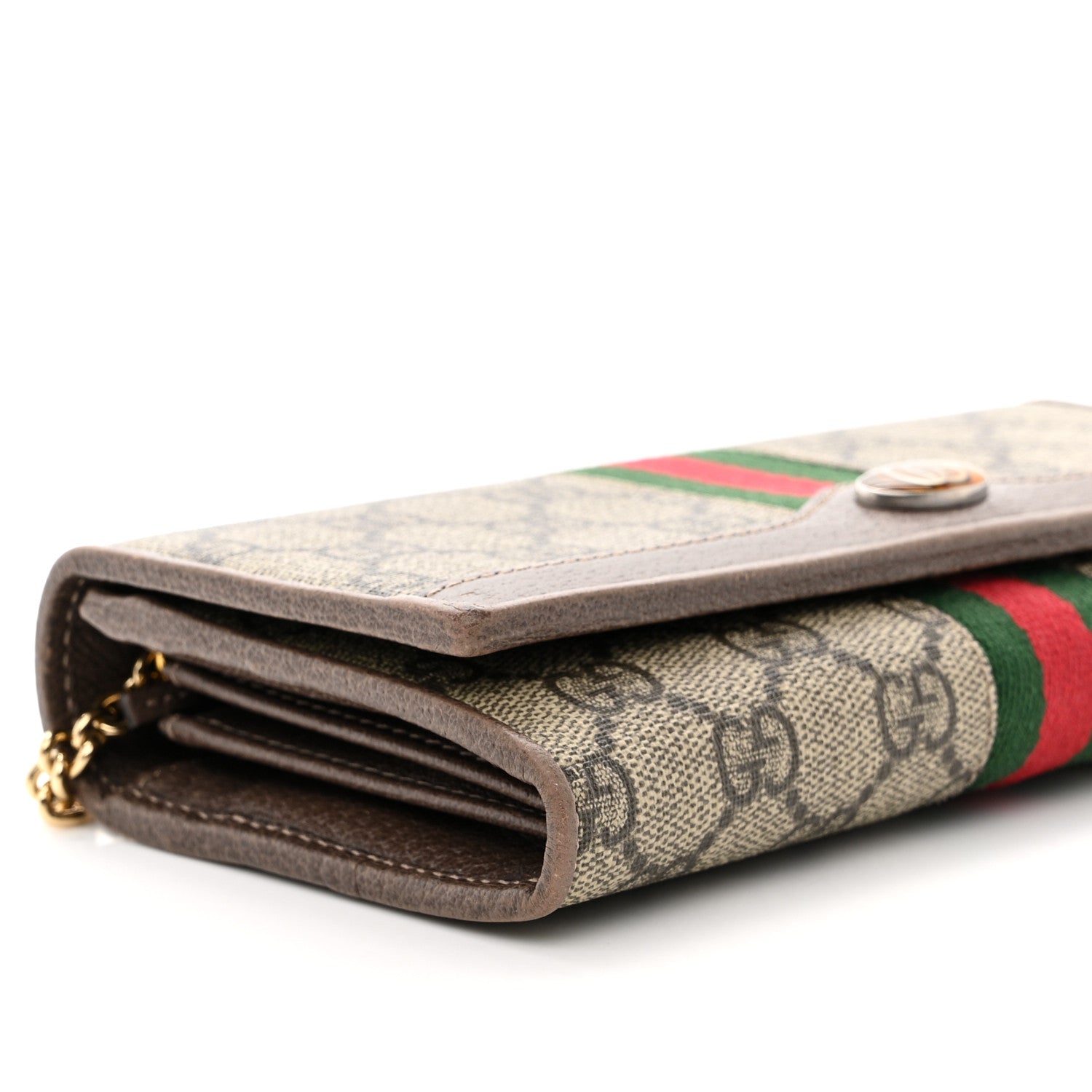 Gucci GG Supreme Monogram Web Ophidia Wallet On Chain Brown 8 of 9