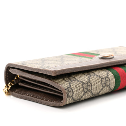 Gucci GG Supreme Monogram Web Ophidia Wallet On Chain Brown 8 of 9