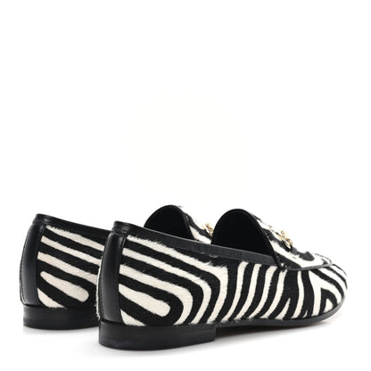 Gucci Pony Hair Zebra Print Womens Horsebit Moccasin Loafers 37.5 Black White 5 of 10