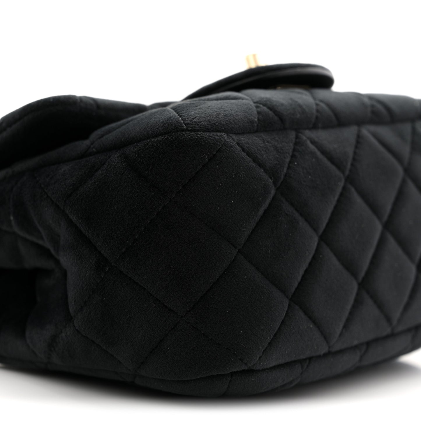 Velvet Quilted Mini Square Pearl Crush Flap Black
