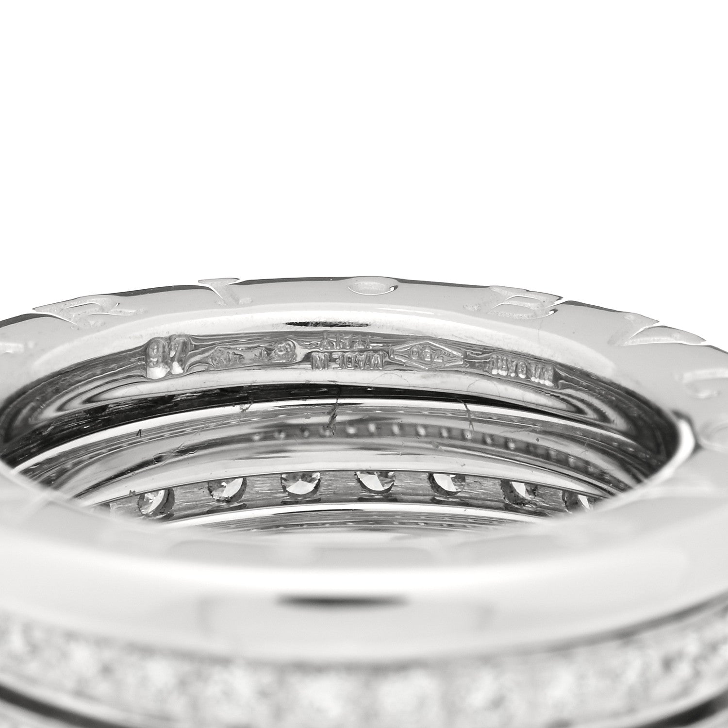 Bulgari 18K White Gold Diamond B.Zero1 Four-Band Full Pave Ring 46 3.75 3 of 3