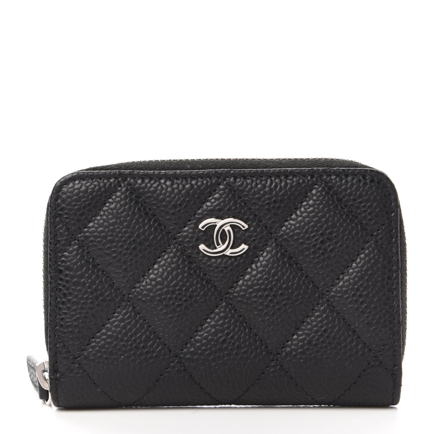 Caviar Quilted Zip Coin Purse Black