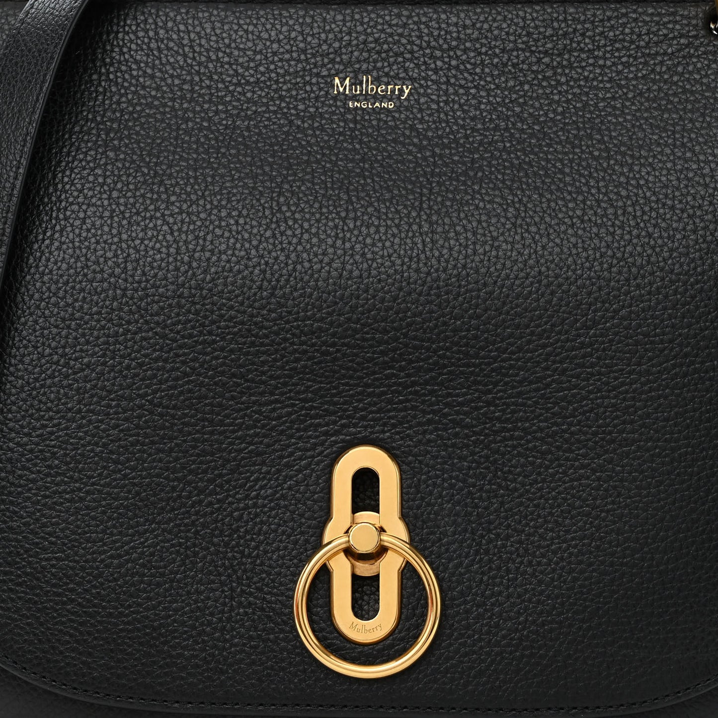 Small Classic Grain Calfskin Amberley Satchel Black