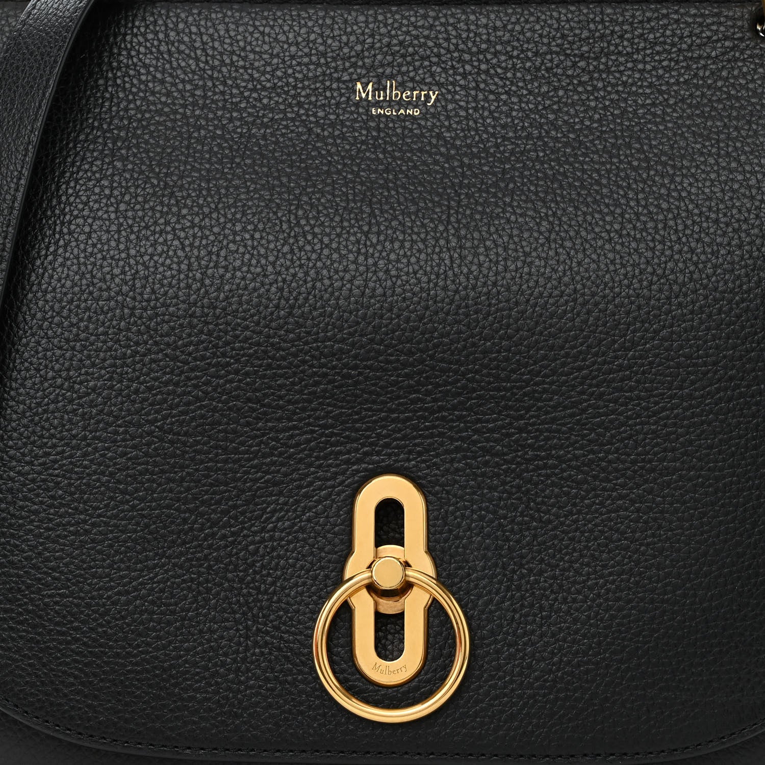 Mulberry Small Classic Grain Calfskin Amberley Satchel Black 7 of 10