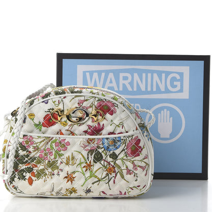 Gucci Canvas Flora Floral Trapuntata Small Zumi Dome Shoulder Bag White 20 of 21