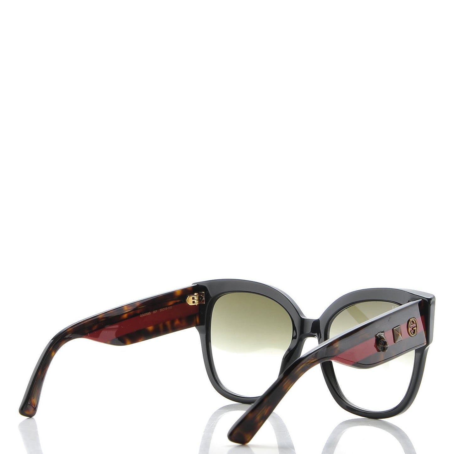 Acetate Square Frame Web Sunglasses GG0059S Black Tortoise