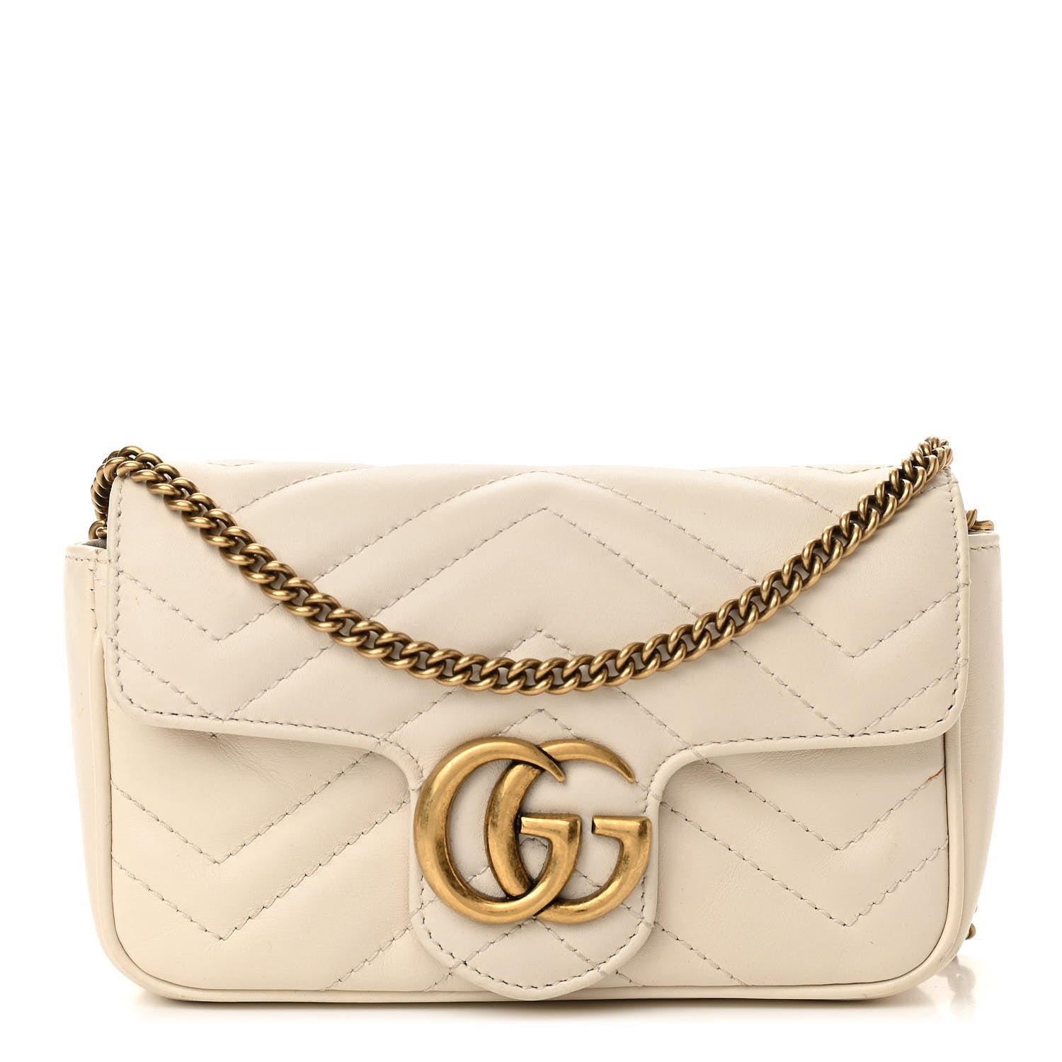 Gucci Calfskin Matelasse Super Mini GG Marmont Shoulder Bag White 1 of 10