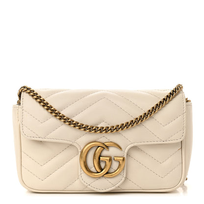 Gucci Calfskin Matelasse Super Mini GG Marmont Shoulder Bag White 1 of 10