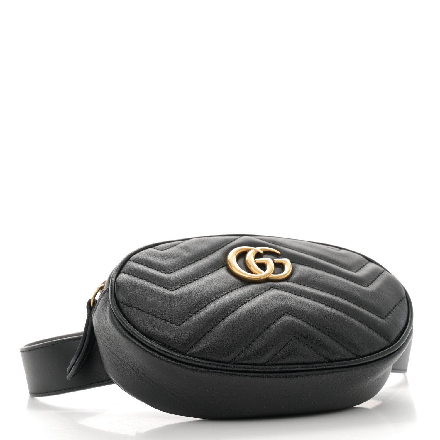 Gucci Calfskin Matelasse GG Marmont Belt Bag 85 34 Black 4 of 12