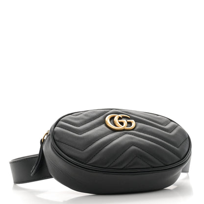 Gucci Calfskin Matelasse GG Marmont Belt Bag 85 34 Black 4 of 12