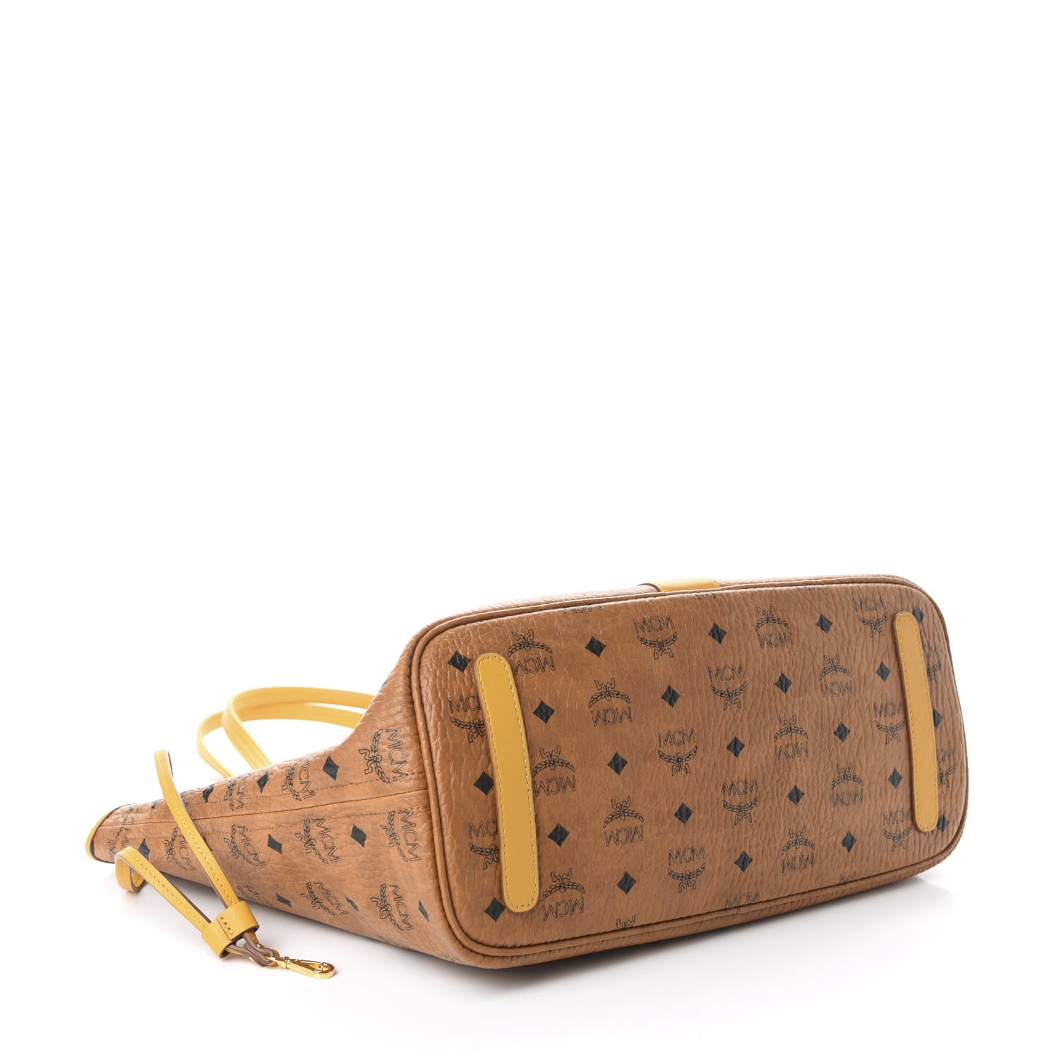MCM Visetos Medium Liz Reversible Shopper Tote Cognac Yellow 4 of 15