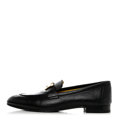 Hermes Goatskin Womens Paris Loafers 39 Black 1 of 9