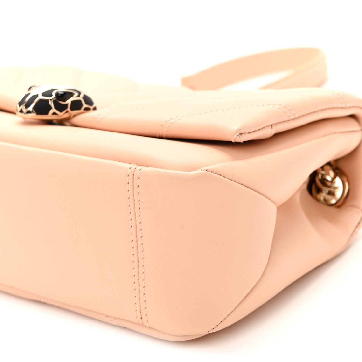 Bulgari Calfskin Matelasse Small Serpenti Cabochon Shoulder Bag Peach 10 of 10