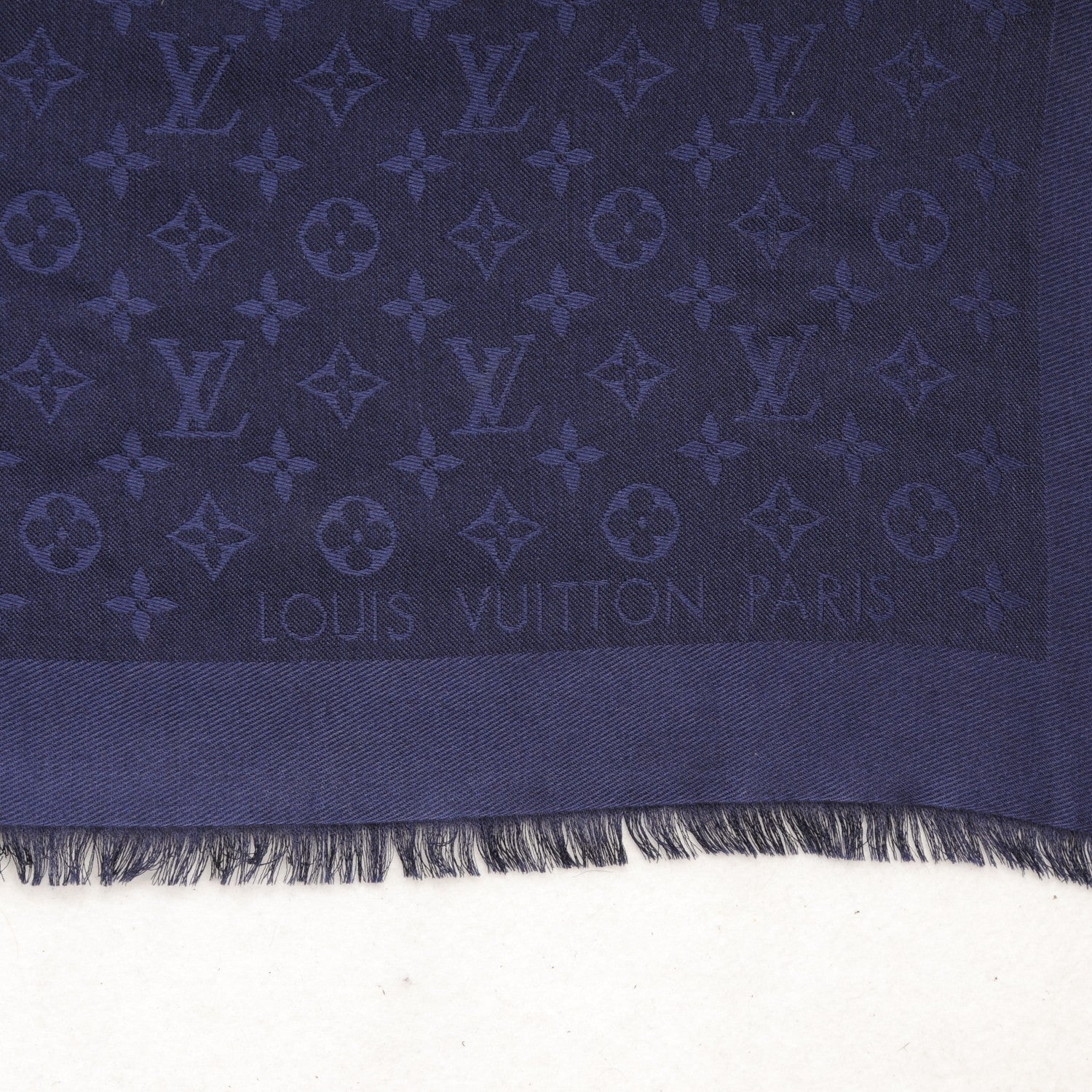 Louis Vuitton Silk Wool Monogram Shawl Night Blue 4 of 5