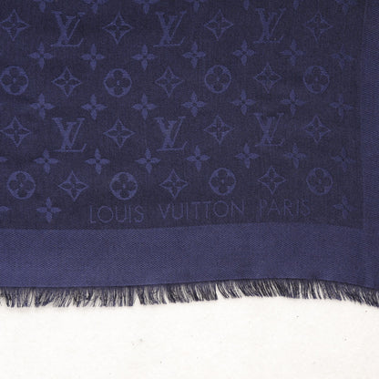 Louis Vuitton Silk Wool Monogram Shawl Night Blue 4 of 5