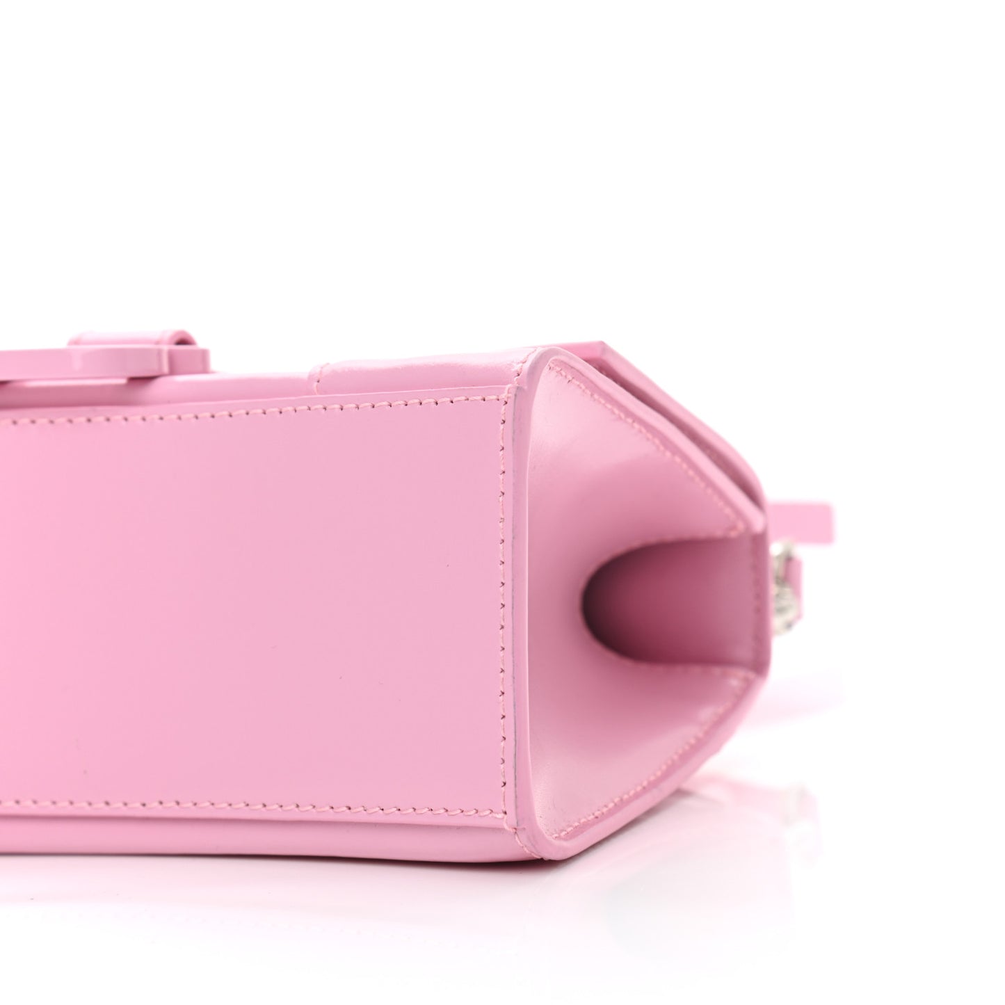 Shiny Box Calfskin Tonal B Hourglass Top Handle Bag XS Candy Pink