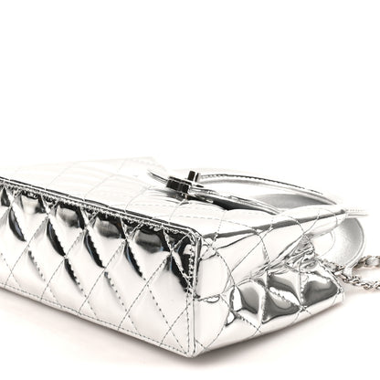 Chanel Mirror Calfskin Metallic Calfskin Quilted Nano Kelly Shopper Silvery 9 of 11