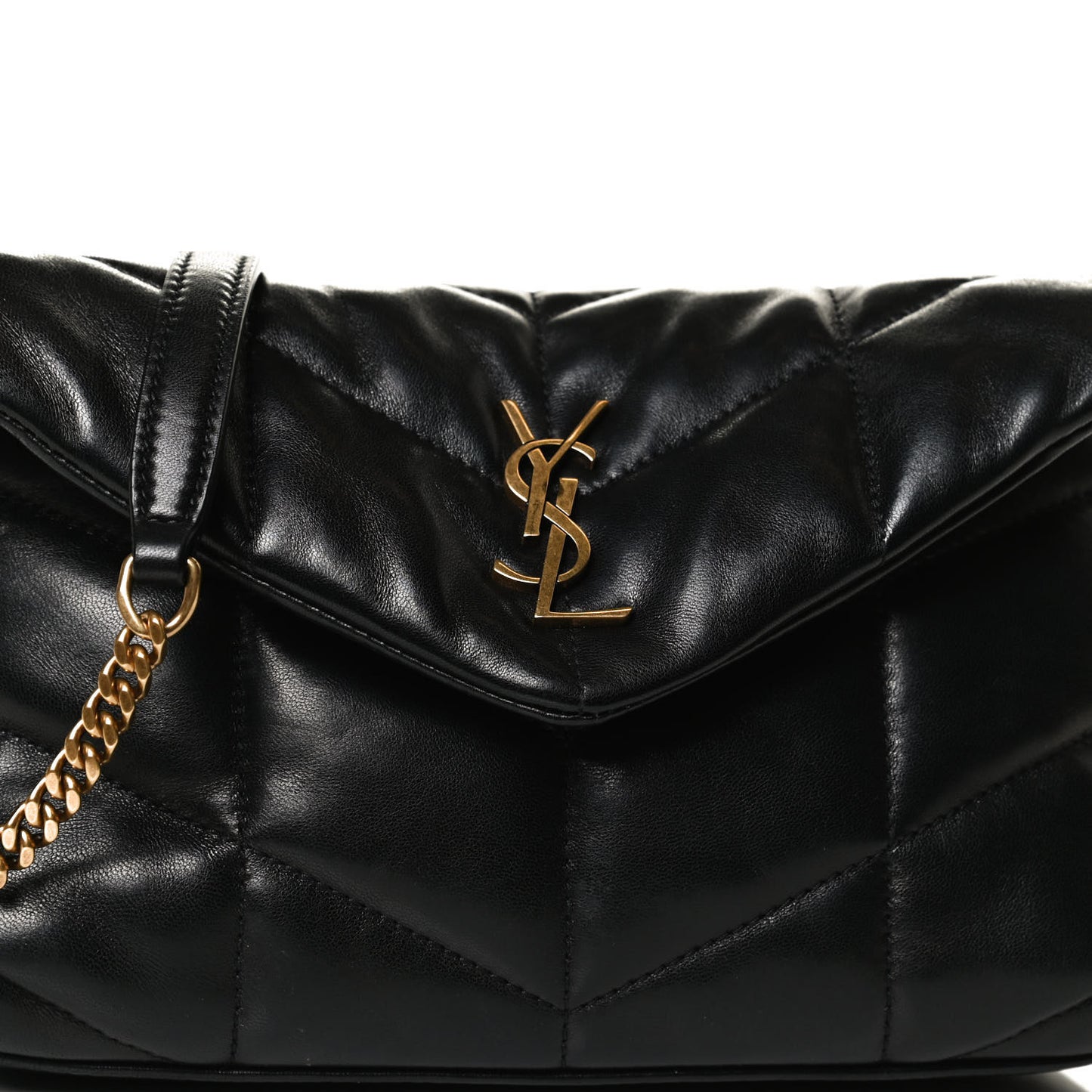 Lambskin Quilted Toy Loulou Puffer Monogram Chain Satchel Black