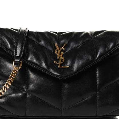 Saint Laurent Lambskin Quilted Toy Loulou Puffer Monogram Chain Satchel Black 8 of 13
