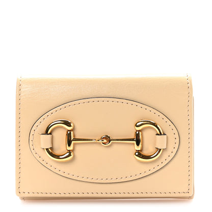 Gucci Boarded Plutone Calfskin Horsebit 1955 Tri Fold Wallet Bubble Tea 1 of 9