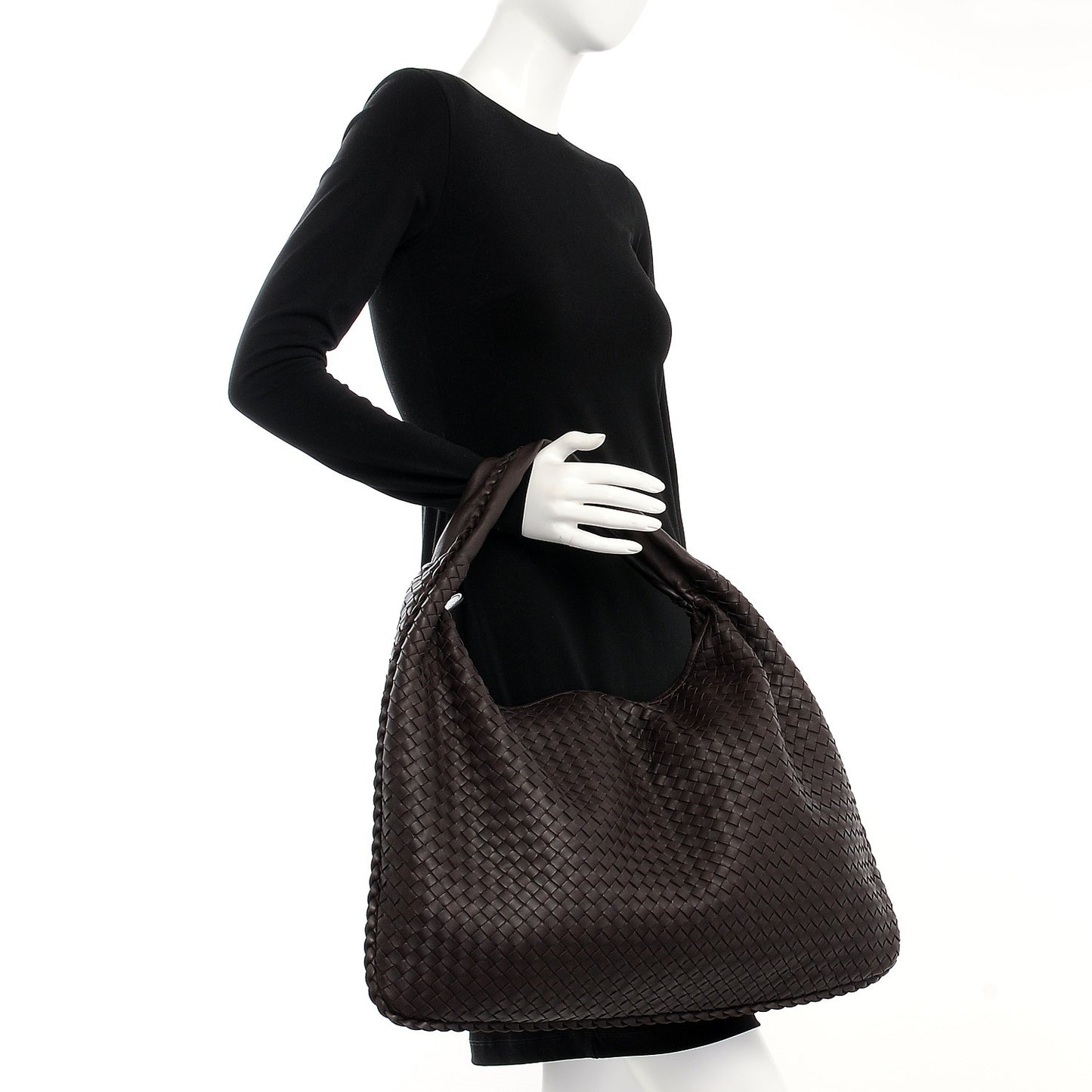 Nappa Intrecciato Maxi Veneta Hobo Ebano