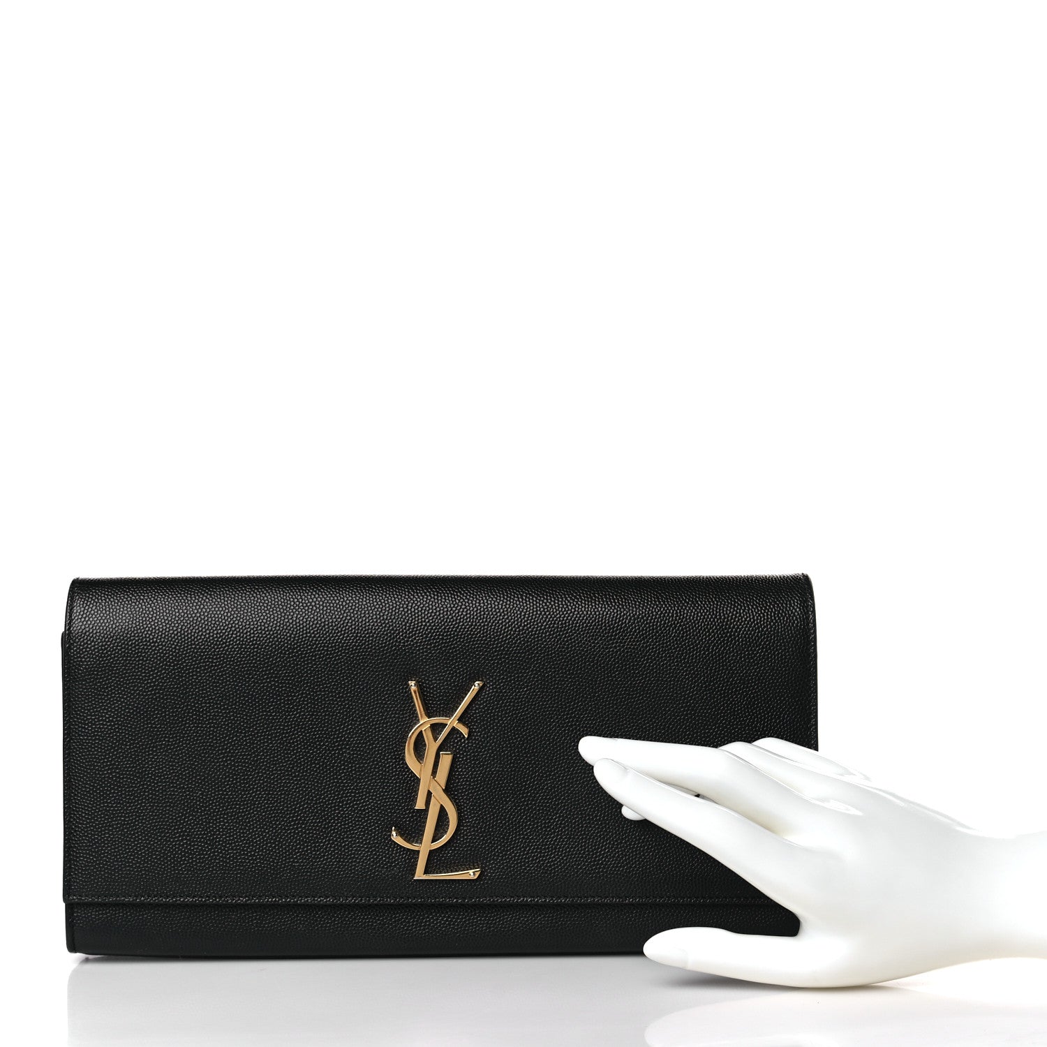 Saint Laurent Grain De Poudre Monogram Cassandre Clutch Black 2 of 8
