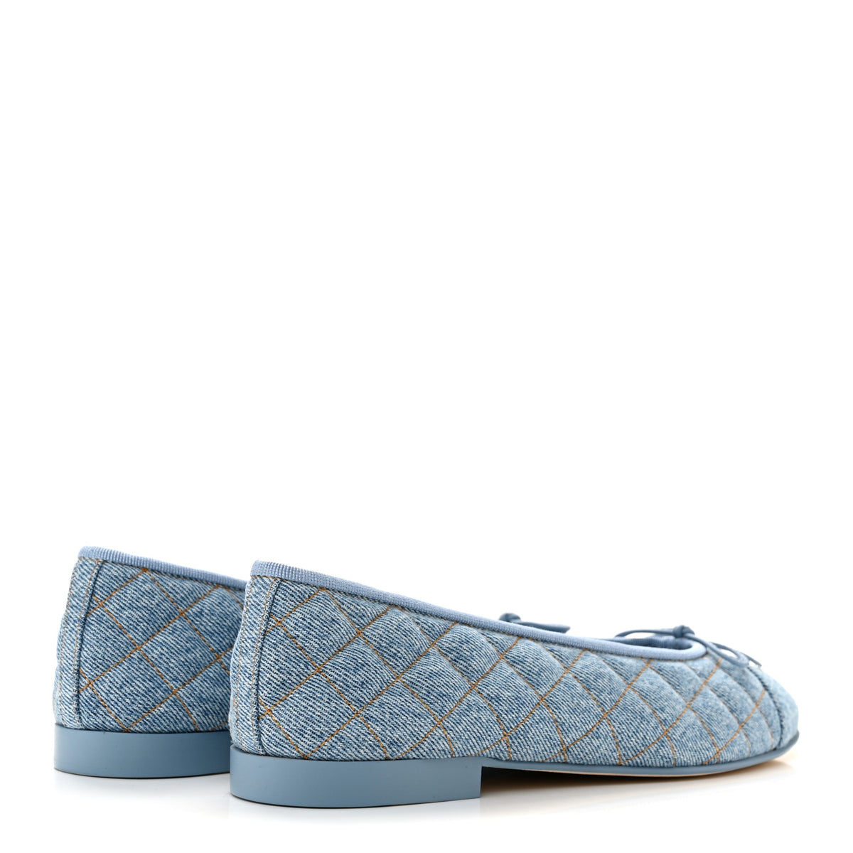 Denim Quilted CC Cap Toe Ballerina Flats 40 Light Blue