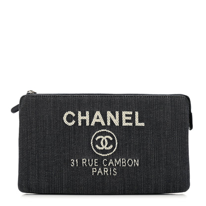 Chanel Denim Small Deauville Zipped Pouch Dark Blue 1 of 12