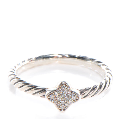 David Yurman Sterling Silver Pave Diamond Quatrefoil Ring 5 1 of 4