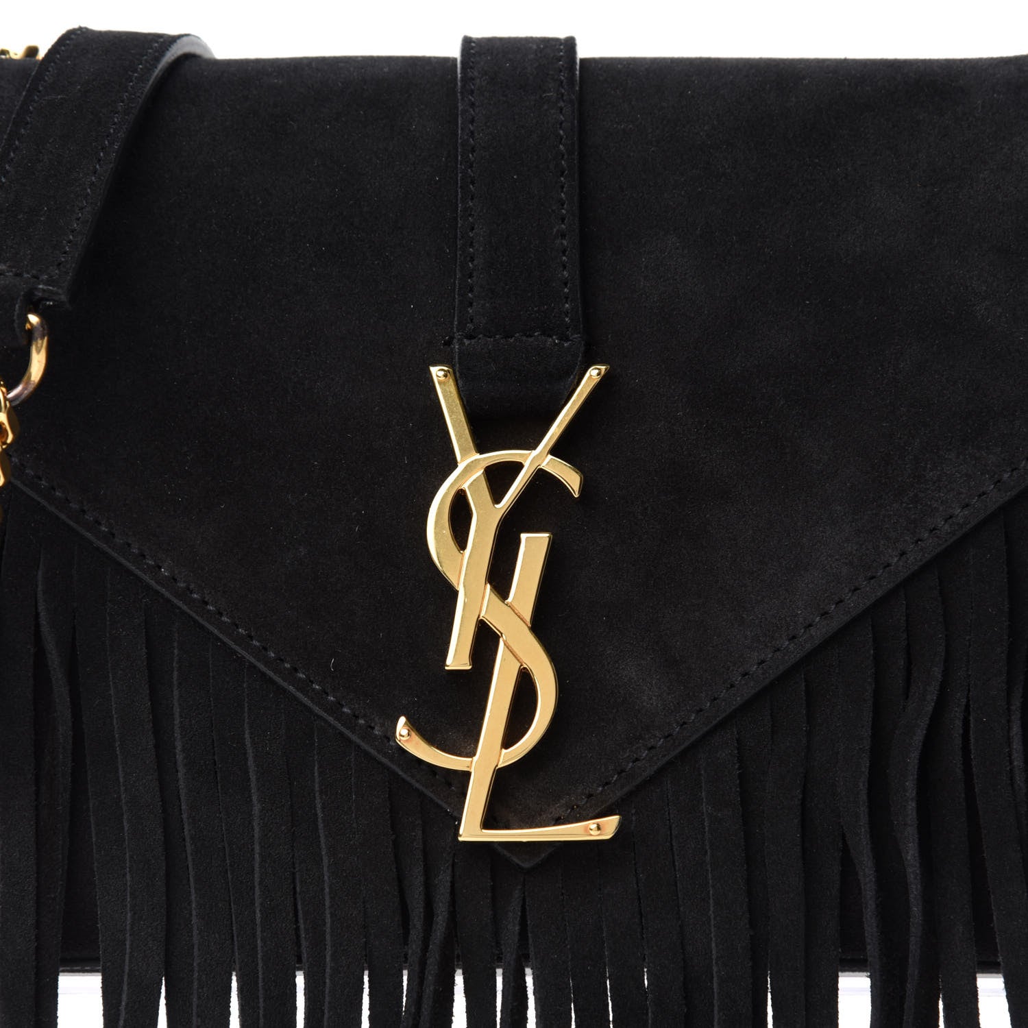 Saint Laurent Suede Fringe Baby Monogram Satchel Black 11 of 11