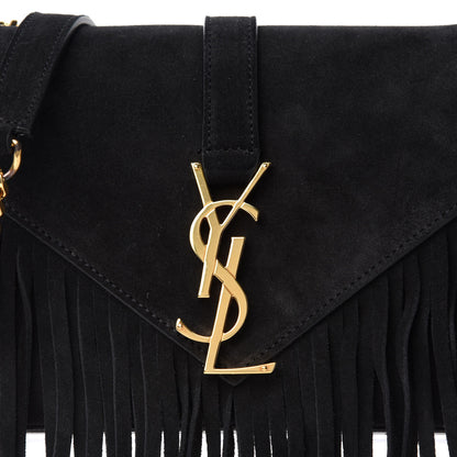 Saint Laurent Suede Fringe Baby Monogram Satchel Black 11 of 11