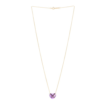 Tiffany 18K Yellow Gold Amethyst Crossover Heart Pendant Necklace 3 of 4