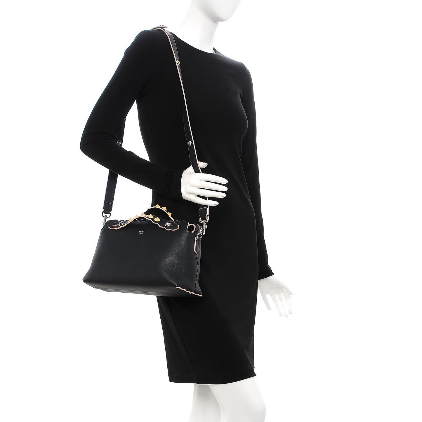 Vitello Dolce Scalloped Studded Medium By The Way Boston Bag Blu Notte