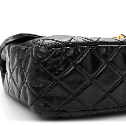Chanel Glazed Calfskin Castle Rock Medium Flap Black 9 of 12