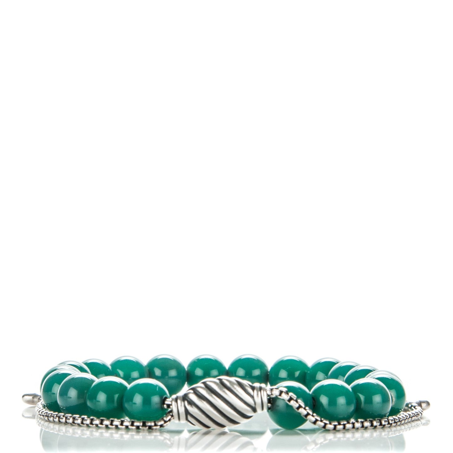 Sterling Silver Green Onyx 8mm Spiritual Beads Bracelet