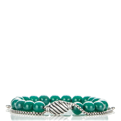 David Yurman Sterling Silver Green Onyx 8mm Spiritual Beads Bracelet 1 of 5