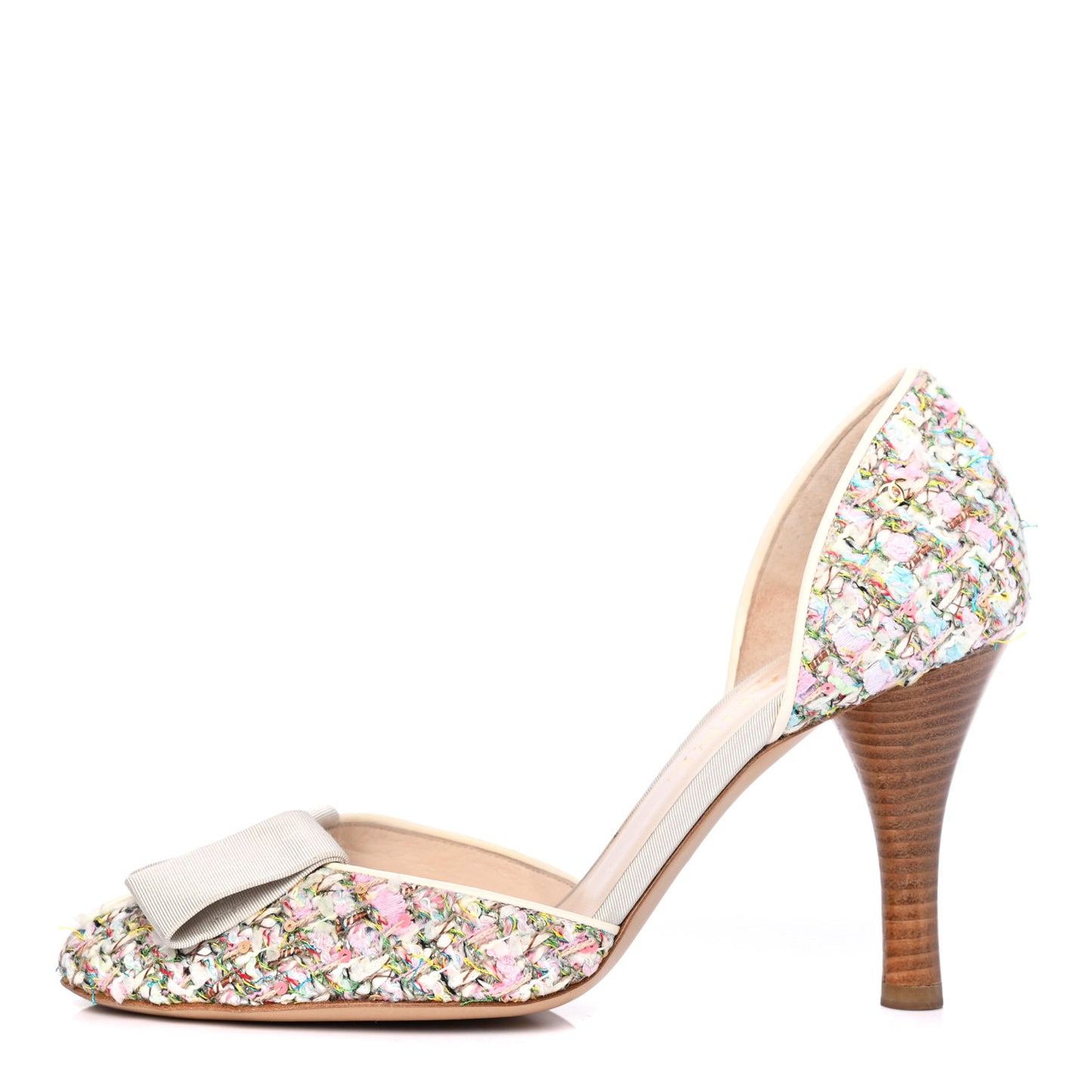 Tweed Grosgrain Bow CC Pumps 38 Multicolor