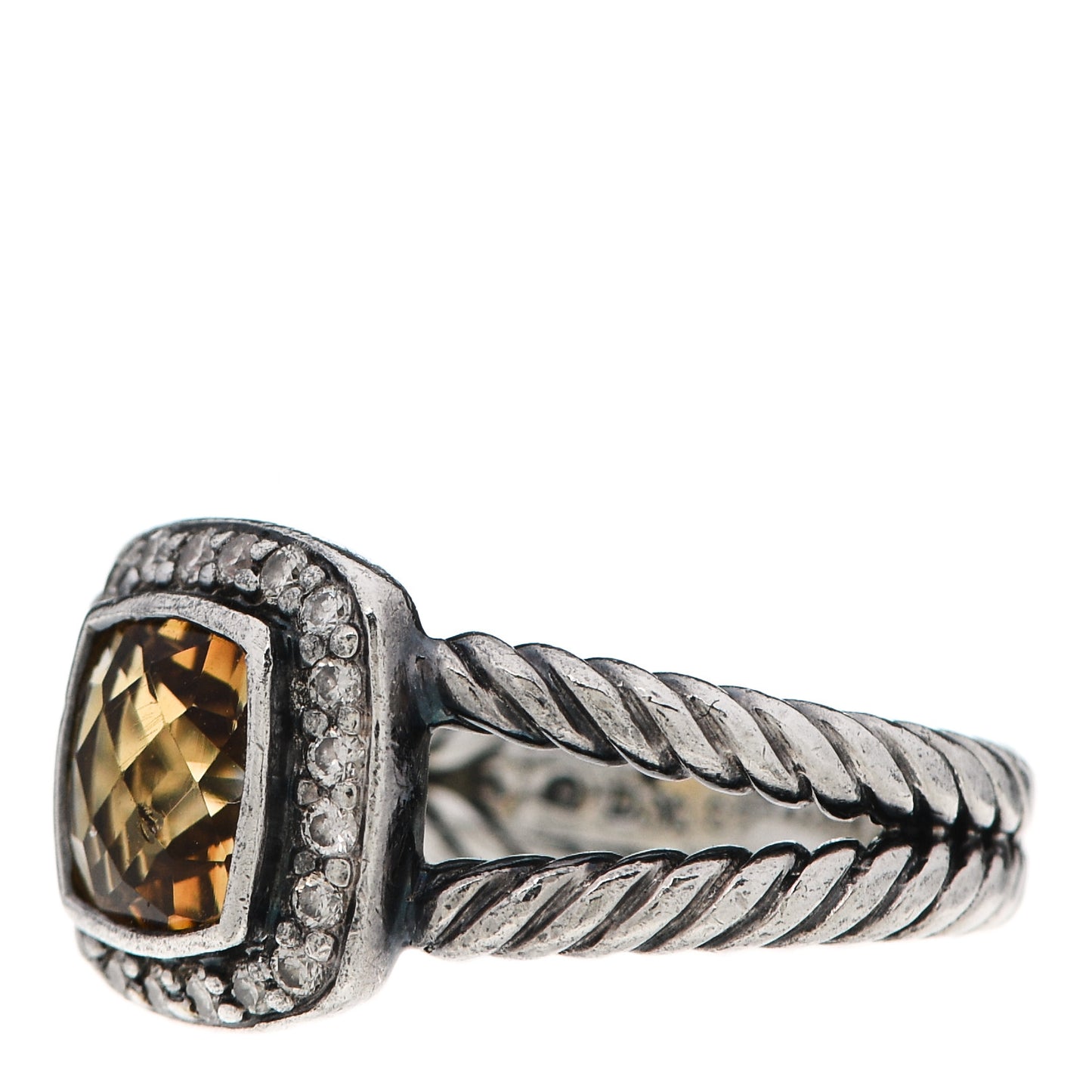 Sterling Silver Diamond Citrine 7mm Petite Albion Ring 50 5.25