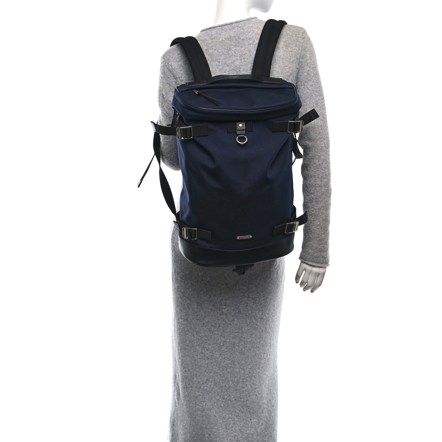 Canvas Calfskin Rivington Race Backpack Black Navy