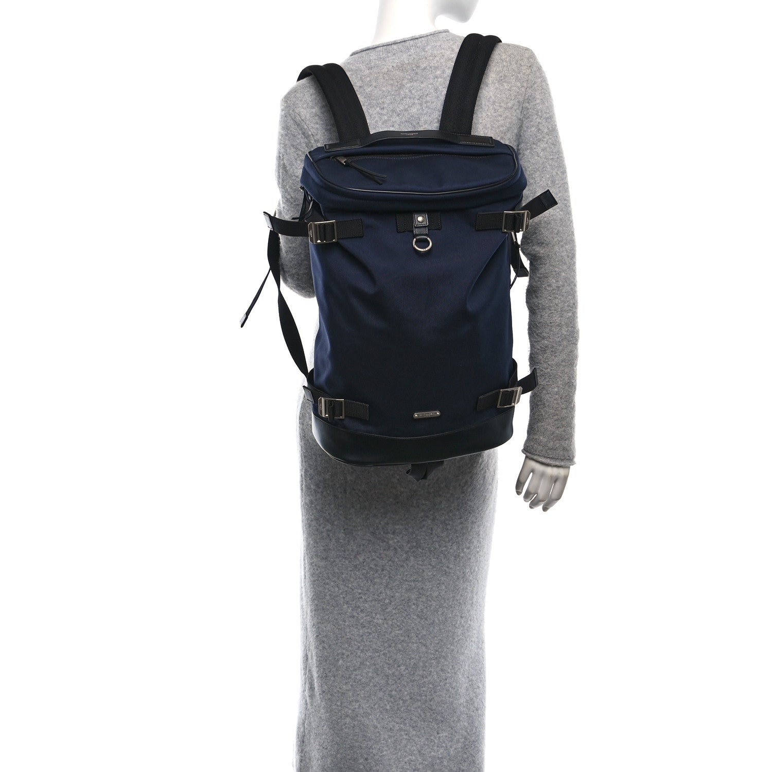 Saint Laurent Canvas Calfskin Rivington Race Backpack Black Navy 2 of 9