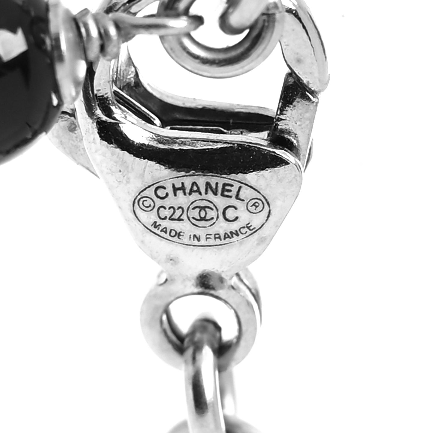 Crystal CC Pendant Necklace Silver Black