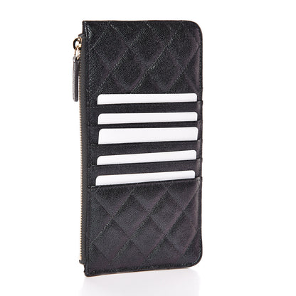 Chanel Iridescent Caviar Quilted Classic Flat Wallet Pouch Black 3 of 8