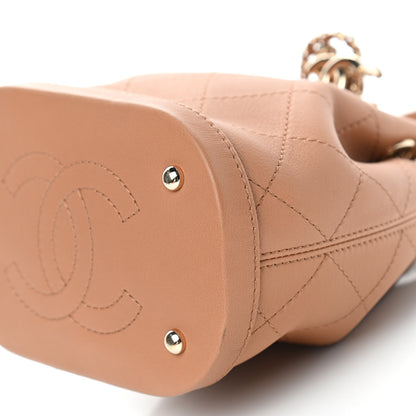 Chanel Calfskin Stitched Chain Bucket Bag Camel 9 of 11