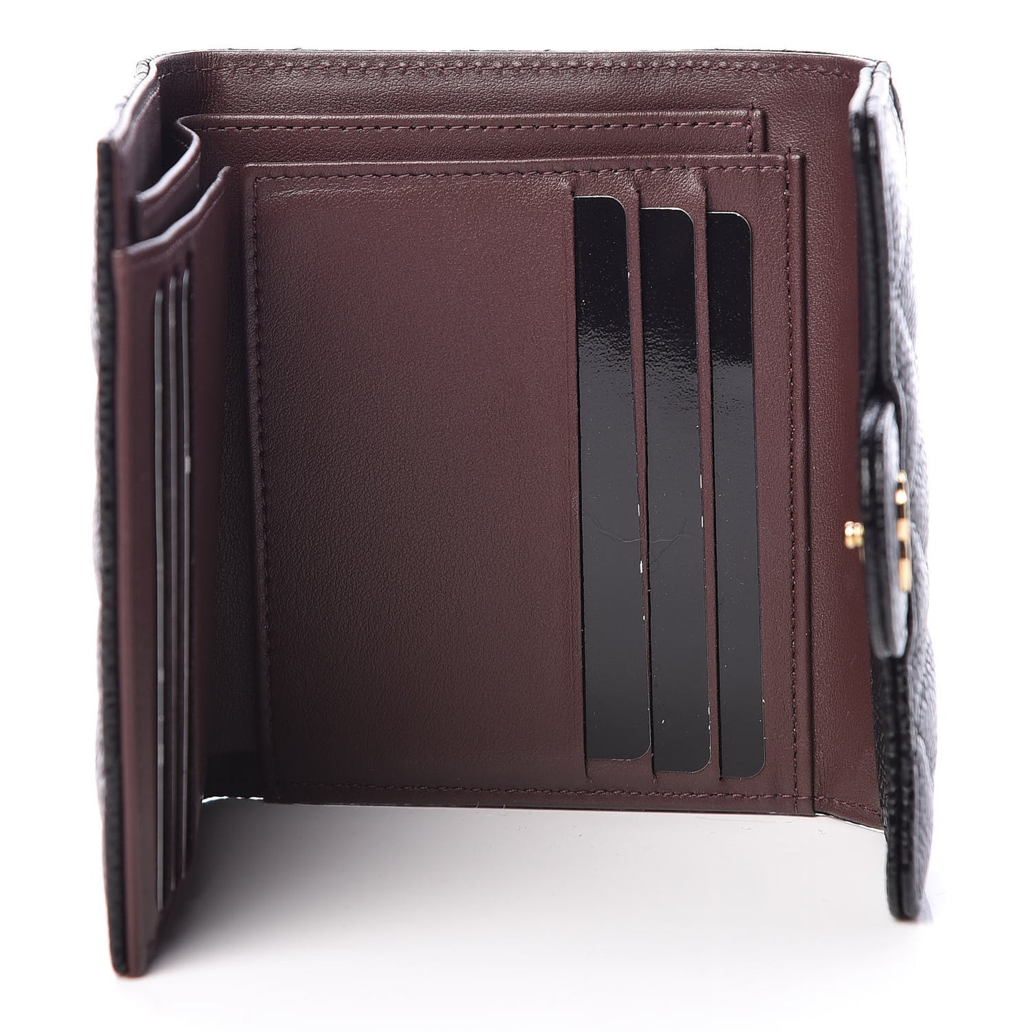 Caviar Quilted Compact Flap Wallet Black