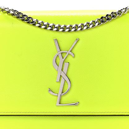 Saint Laurent Patent Grain de Poudre Small Monogram Kate Satchel Neon Yellow 8 of 16